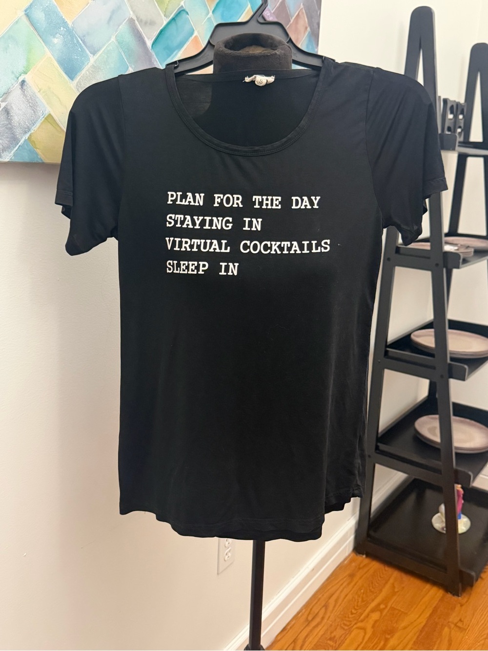 POL Black Short-Sleeve Graphic Tee with White Text